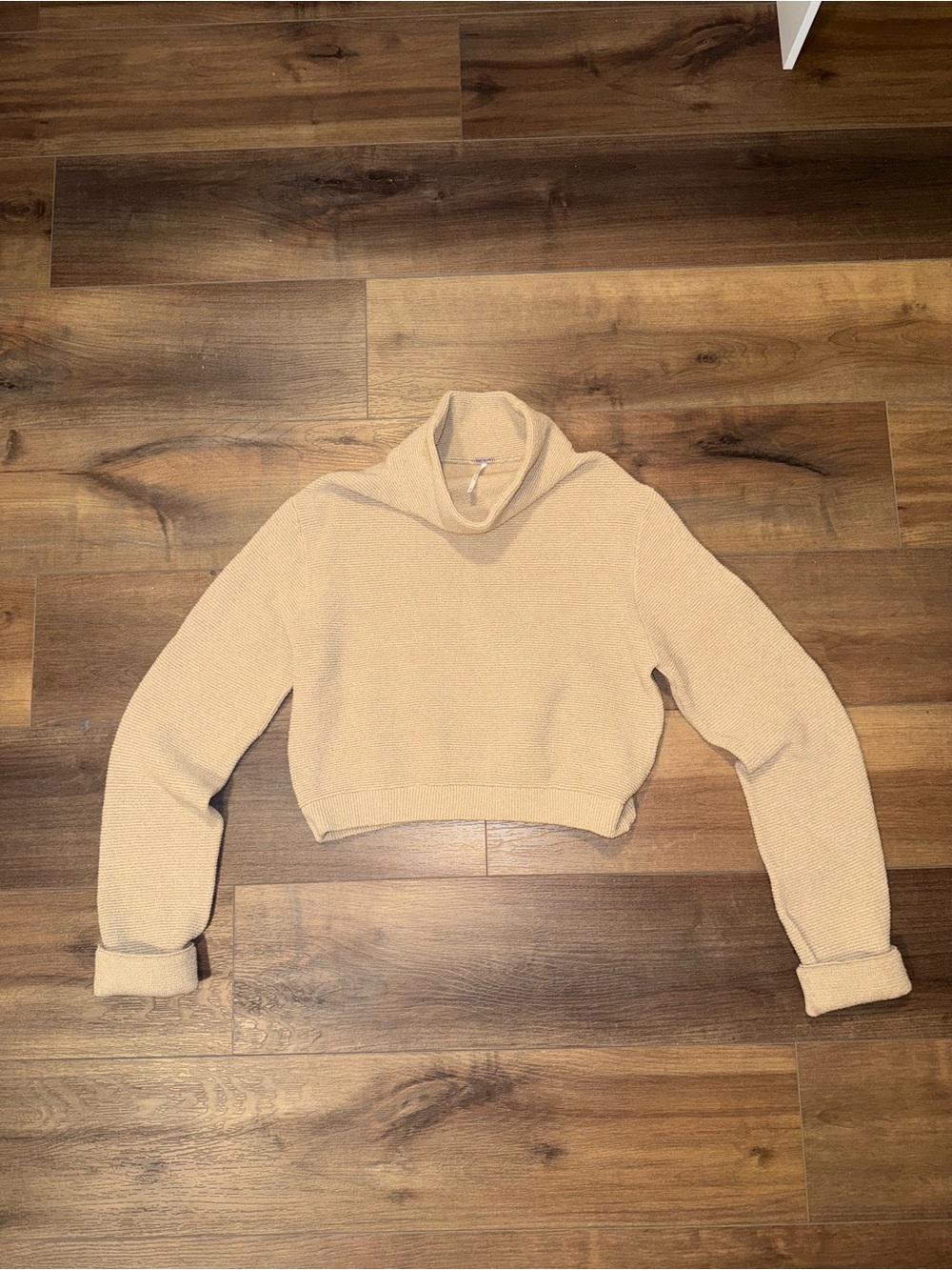 Free People Cropped Turtleneck Sweater - Tan